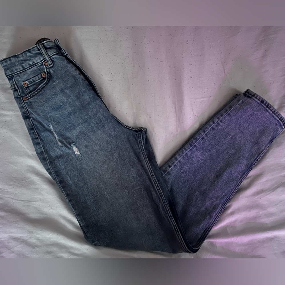 Blue high rise jeans
